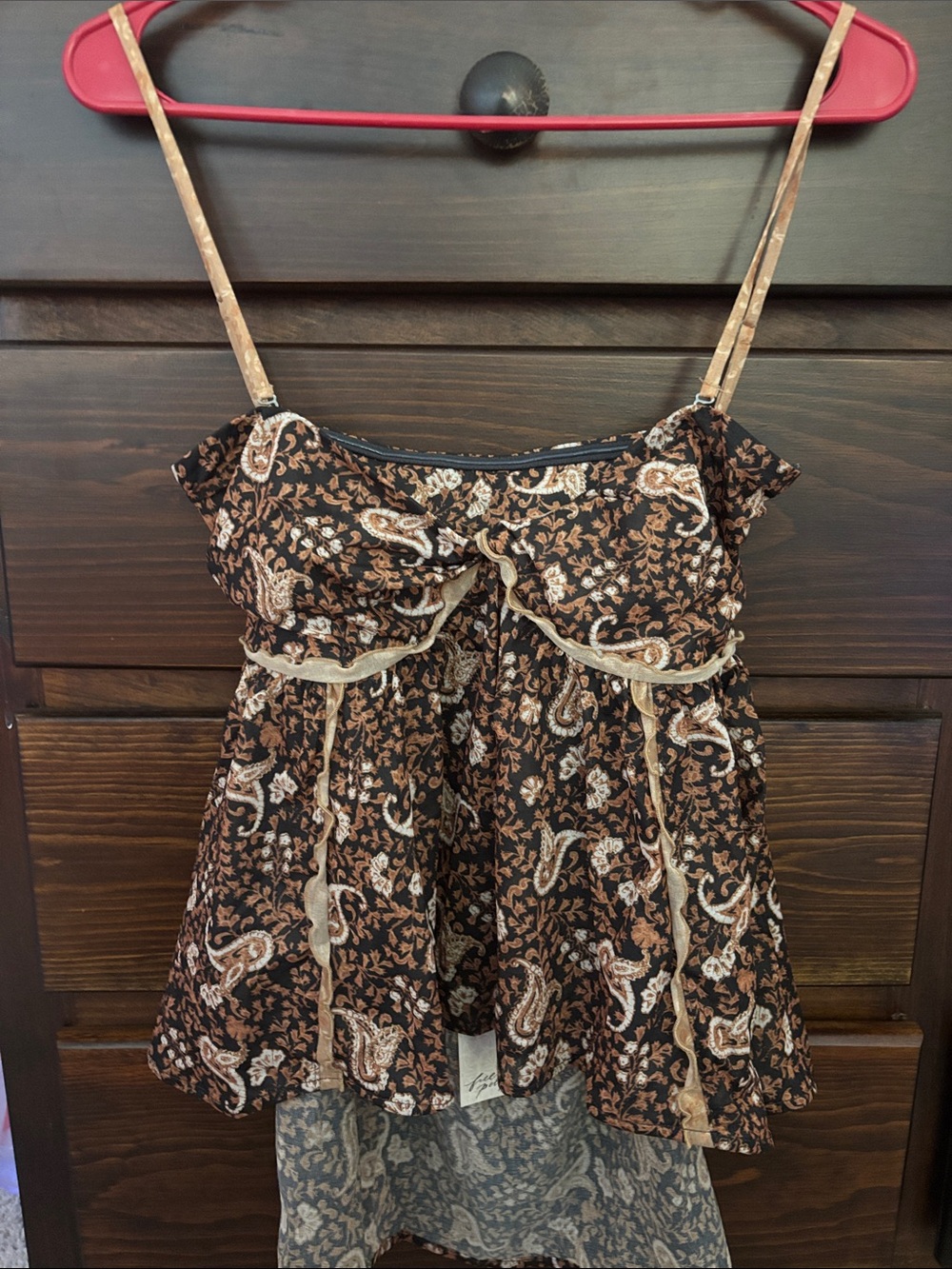 Free People Brown Malia Spaghetti-Strap babydoll top